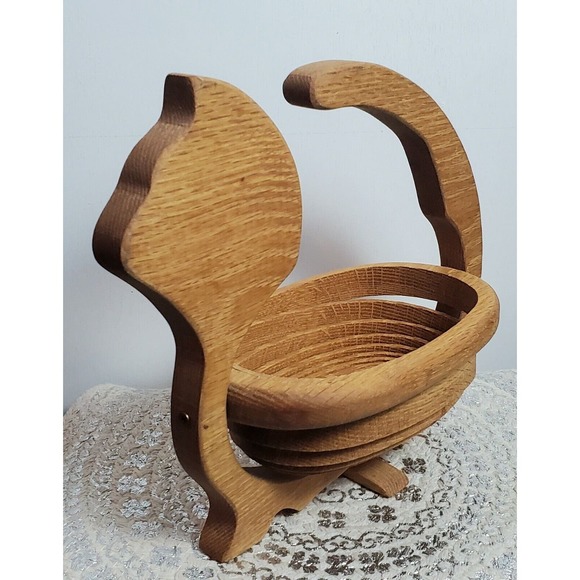 OAK Collapsible Cat Wood Basket - Wooden Ways - HANDCRAFTED In USA - Picture 1 of 6